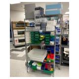Wire Shelving Unit with Contents