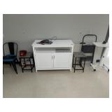 Cabinet, Chairs, & Rolling Table