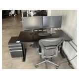 Adjustable Height Desk, Herman Miller Chair & Moni