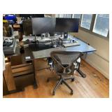 Adjustable Height Desk, Herman Miller Chair & Moni