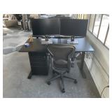 Adjustable Height Desk, Herman Miller Chair & Acer