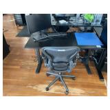 Adjustable Height Desk, Herman Miller Chair & Moni