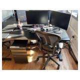 Adjustable Height Desk, Herman Miller Chair & Moni