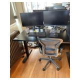 Adjustable Height Desk, Herman Miller Chair & Moni