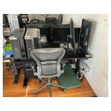 Adjustable Height Desk, Herman Miller Chair & Moni