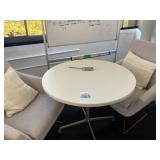 SMALL ROUND CONFERENCE TABLE WITH (2) CHAIRS AND W