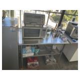 Stainless Steel Table w/ Microwave and Oven