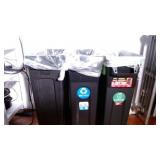 Garbage Plastic Cans, Qty: 3 and Hand Sanitizer Di