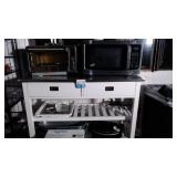 Kitchen Table with Stainless Top and Metalic Rack