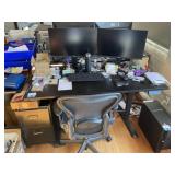 Adjustable Height Desk, Herman Miller Chair & Moni