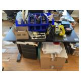 Adjustable Height Desk & File Cabinet w/ Contents