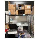 Wire Shelving Unit with Contents