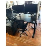 Adjustable Height Desk, Office Chair & Asus Monito