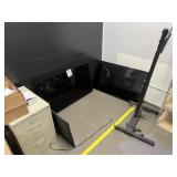 Assorted TVs & File Cabinet