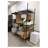 Wire rack with contents and ULINE workbench