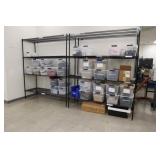 ULINE wire racks with contents