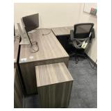 L-Shaped Adjustable Height Desk w/ Dell Monitors