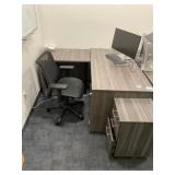 L-Shaped Adjustable Height Desk w/ Dell Monitor
