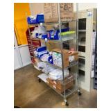 Wire Shelving Unit with Contents