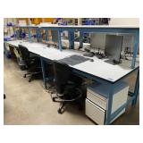 Lab Work Benches w/ Stools and File Cabinets