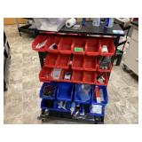 Rolling Rack with Parts Bins, Contents included
