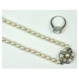 (2) PIECE 14K JEWELRY GROUP - RING & PEARL CHOKER