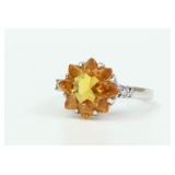 14K RETRO FLOWER CUT SPESSARTITE GARNET RING
