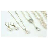 (6) PC. 14K CULTURED PEARL & BEADED JEWELRY GROUP
