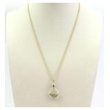 14K CURB LINK CHAIN WITH 14K GOLD DUST PENDANT