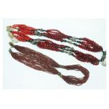 (2) MULTI-STRAND NATURAL GEMSTONE BEADED NECKLACES