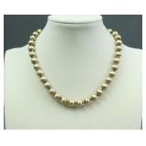 14K BRUSHED GOLD BEAD CHAIN NECKLACE