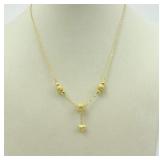 22K BALL & HEART DANGLE NECKLACE