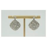 PAIR 14K DIAMOND RHOMBUS-FORM DROP EARRINGS