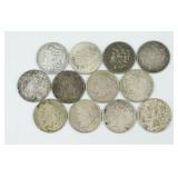 (12) US SILVER DOLLAR COINS