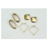 (3) PAIRS 14K HOLLOW GOLD EARRINGS