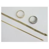 (4) PIECE GOLD GROUP - ANKLETS & RINGS