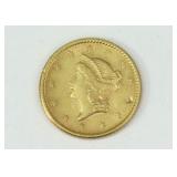 1852 US $1 LIBERTY HEAD GOLD COIN