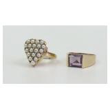 (2) 14K VINTAGE GEMSTONE RINGS