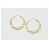 PAIR 18K HOLLOW GOLD RAMS HEAD HOOPS