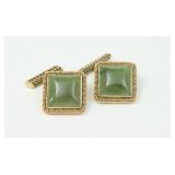 PAIR 18K NEPHRITE JADE CUFFLINKS