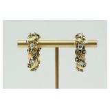 14K ROSE CUT DIAMOND HOOP EARRINGS