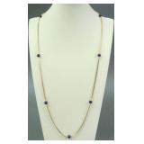 TIFFANY 14K CHAIN LINK NECKLACE WITH LAPIS BEADS