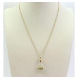 14K CURB LINK CHAIN WITH 14K GOLD DUST PENDANT