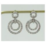 14K DIAMOND DOUBLE CIRCLE DROP EARRINGS