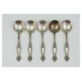 (5) INTERNATIONAL SILVER STERLING SOUP SPOONS