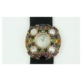 LUCIEN PICCARD 14K GEM-SET COCKTAIL WATCH