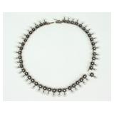 ANTIQUE SILVER-TOP ROSE CUT DIAMOND & PEARL CHOKER
