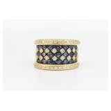 18K SAPPHIRE & DIAMOND WIDE BAND RING