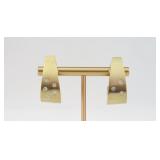 PAIR 14K J-HOOP EARRINGS WITH DIAMONDS