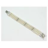 14K PEARL & DIAMOND BRACELET